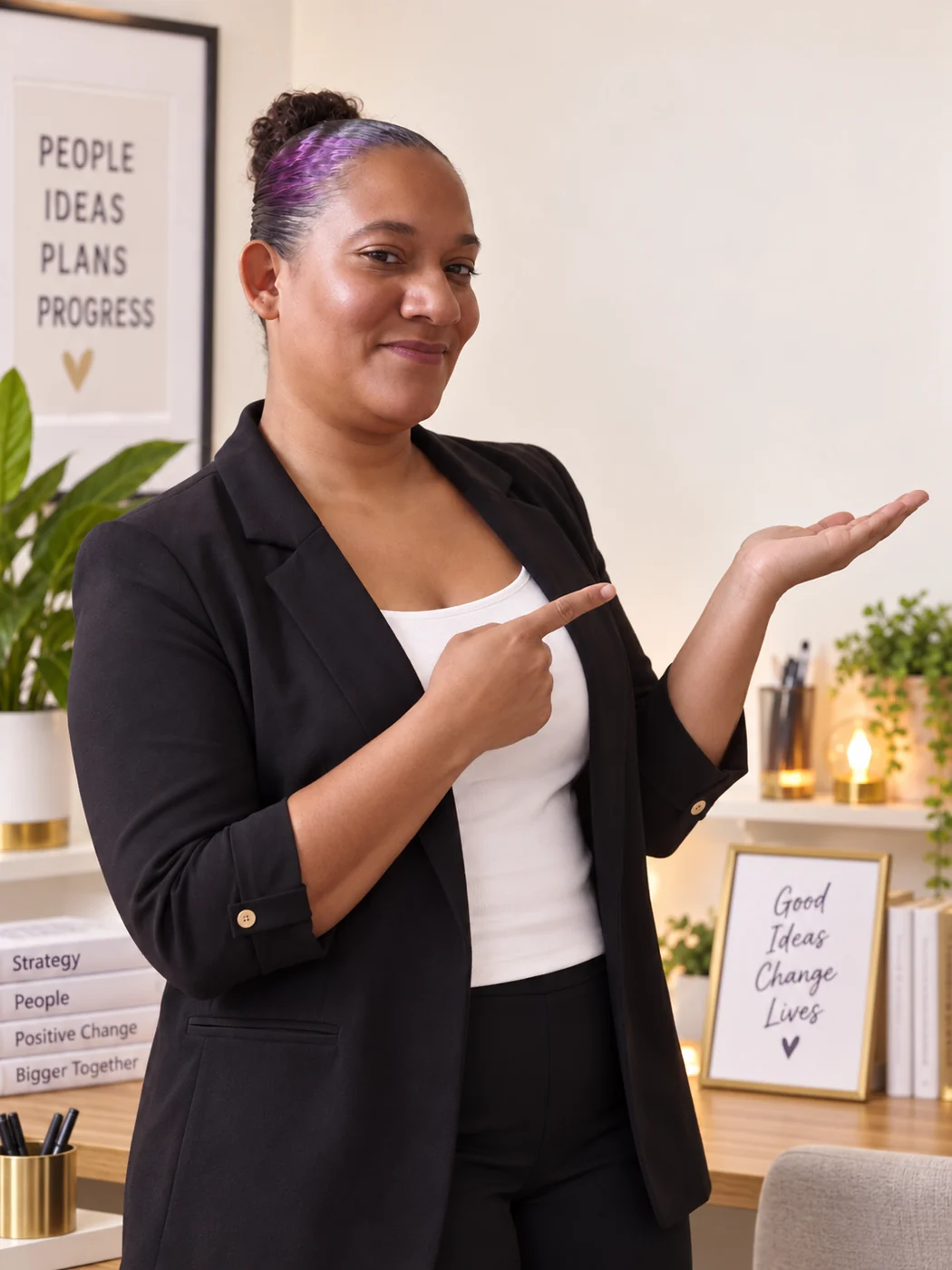 Nikki presenting space for an idea or message